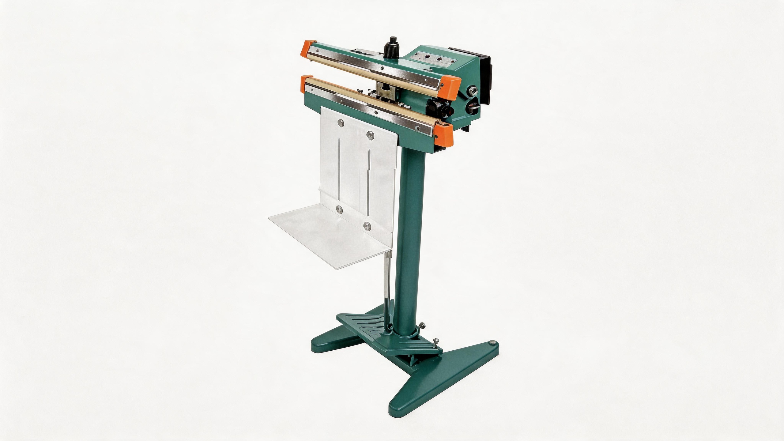 jimeng-2026-06-16-2373-换成白底image YGPACK 450X2 Aluminum Frame Foot Pedal Sealing Machine - Image 1